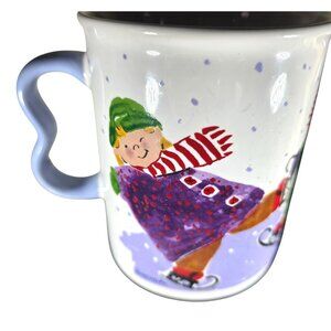 christmas mug Pfaltzgraff Designer Collection coffee cup Ice Skating children
